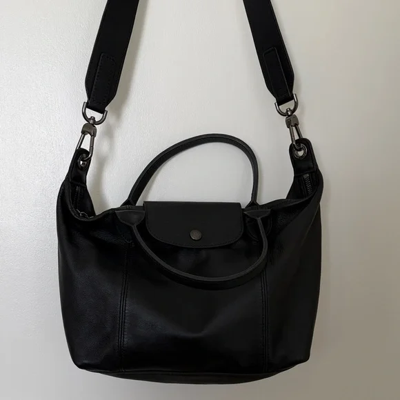 Longchamp - Le Pliage Xtra S Handbag - Black Leather - Picture 2 of 8